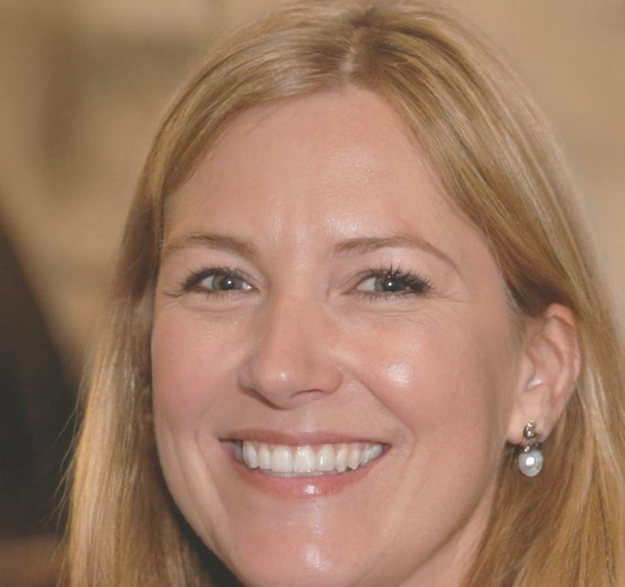 Portrait einer Frau mit dunklen Haaren und warmem Lächeln